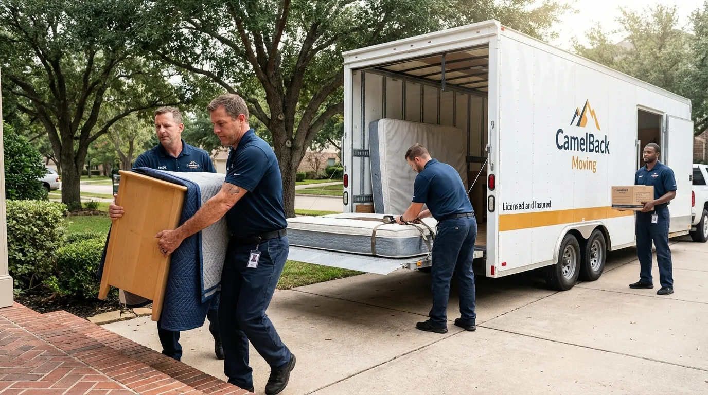 Crew loading residential truck for cross-state move from Georgetown, DE