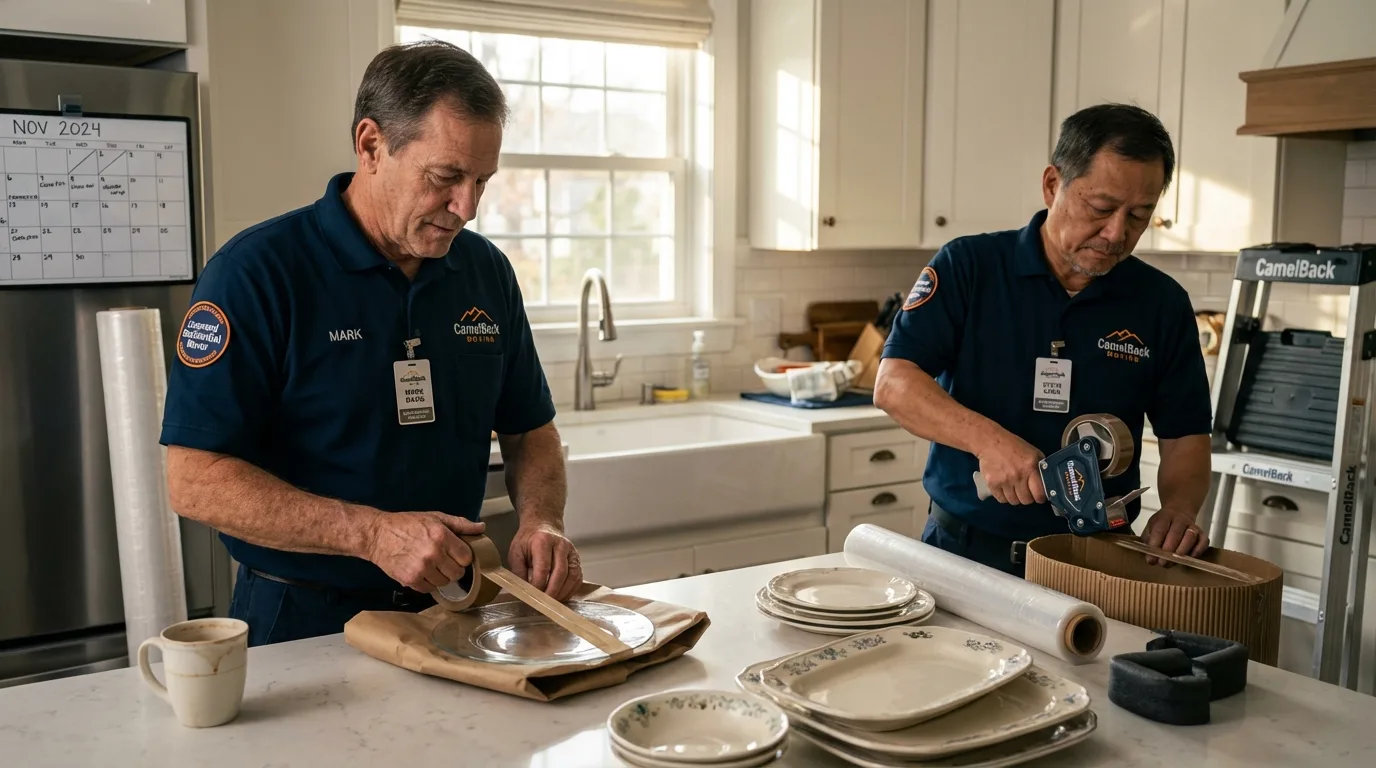 Professional crew packing kitchen dishware in Georgetown, DE